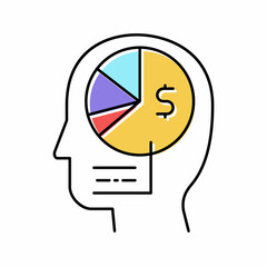 businessman analyzing financial report color icon vector illustration