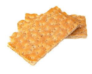 Premium crispbread with sesame seeds isolated on the white background