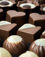 Different types of chocolates and white chocolates