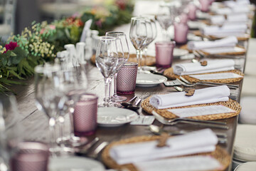 Obraz na płótnie Canvas table set for a wedding banquet