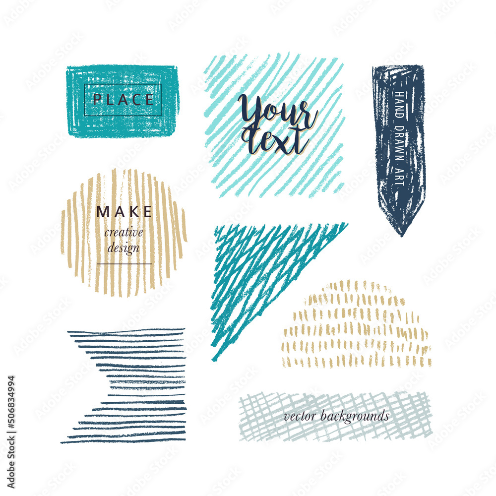 Poster hand drawn color elements for design. vector backgrounds