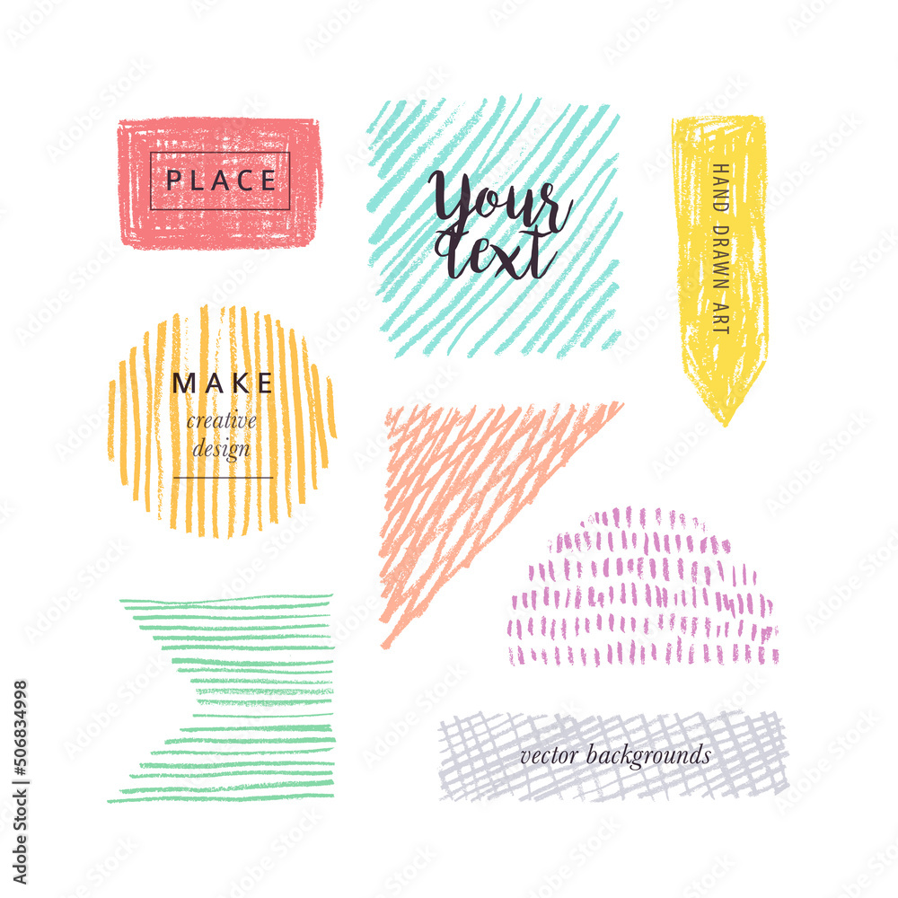 Poster hand drawn color elements for design. vector backgrounds