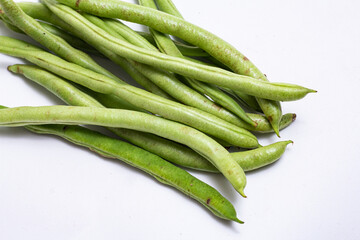 Indonesian green beans. Green beans isolated on a white background