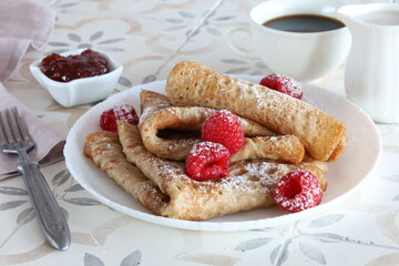breakfast with jam and coffee