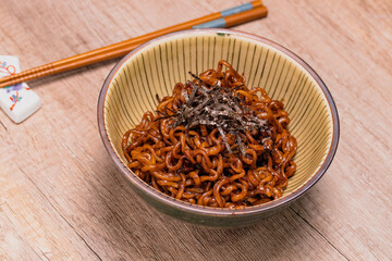 Jajangmyeon Korean instant noodles with black sauce