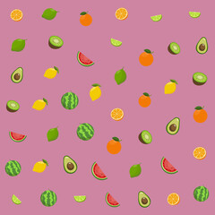 seamless background or wallpaper with tropical fruits, vector illustration