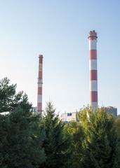 Fototapeta na wymiar Pipes of thermal power plant