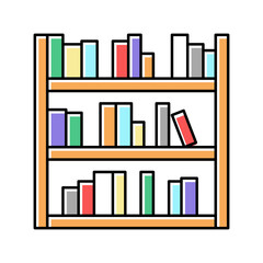 library shelf with books color icon vector illustration