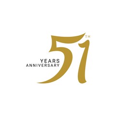 51 Year Anniversary Logo, Vector Template Design element for birthday, invitation, wedding, jubilee and greeting card illustration.