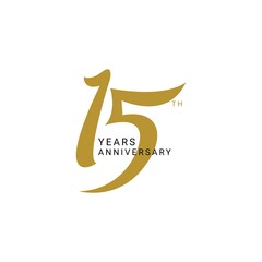 15 Years Anniversary Logo, Vector Template Design element for birthday, invitation, wedding, jubilee and greeting card illustration.