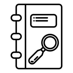 book icon and search magnifying glass