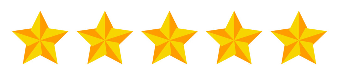 Star icon. Five stars rating icon. Five stars customer product rating. Vector illustration.