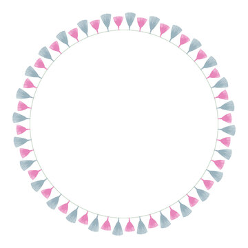 Tassel circle  frame. Round decorative border.