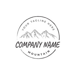 Three Mountains vintage logo design circle symbol template