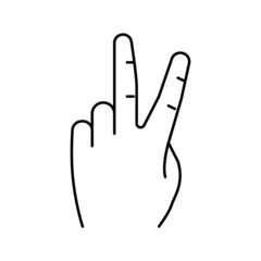 victory hand gesture line icon vector illustration