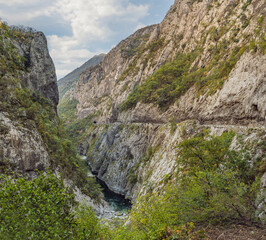 Beautiful Canyon of Moraca river in winter, Montenegro or Crna Gora, Balkan, Europe