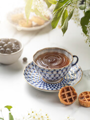 Teaware in retro style. Tea Party. Shallow DOF