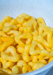 
snacks and chips on a white plate close-up