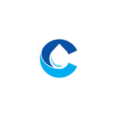 Letter C and Water Drop logo or icon design