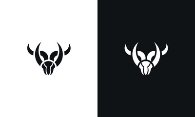 Bull or Deer Logo, unique logo, black and white logo, premium elegant logo, Bull or Deer Vector