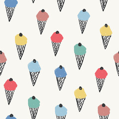Seamless pattern with ice cream