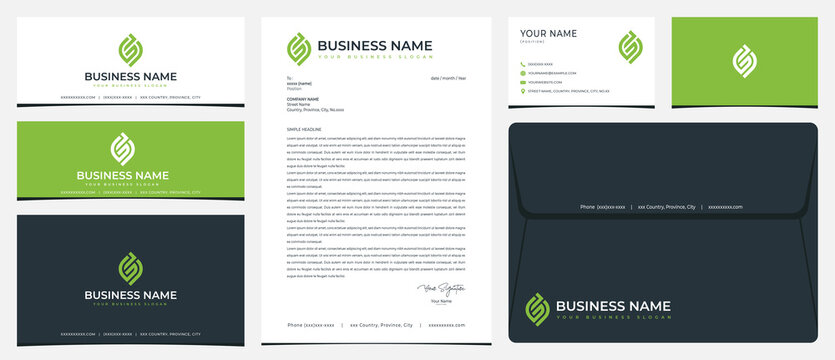 Leaf logo with initials GLJ with business card stationery and social media banner designs