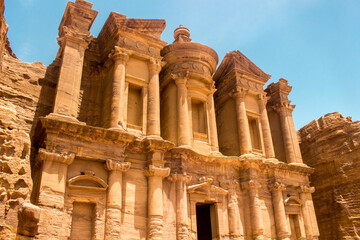 Close up of Monastery in Petra, Jordan