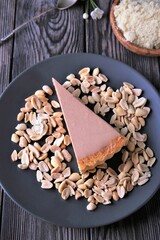 Chocolate cheesecake with peanuts