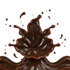 Chocolate splash abstract shapes with clipping path , 3D Rendering, 3D illustration