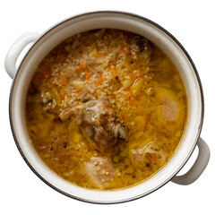 German Cabbage Soup Kohlsuppe, with cereals and vegetables, homemade