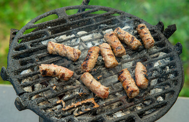 grilled meat on the grill, kebab