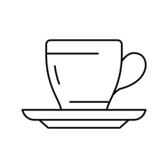 teacup with plate line icon vector illustration