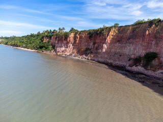 Amazing cliffs of Bahia, Brazil, South America. Beach, sea, ocean. Image for geography studies and classes.