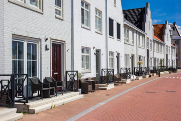 White houses in the Waterfornt neighbourhood of Harderwijk, Netherlands