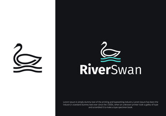 river swan line art logo design. logo template