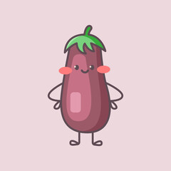 Cute eggplant character. Cartoon vector isolated illustration