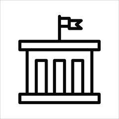 City hall building line icon, line vector sign, isolated on white background, Capitol symbol, logo illustration, Editable stroke, eps 10.