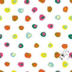 seamless polka dots pattern, with paint strokes and splashes, irregular