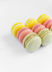 Colorful macaroons isolated on white