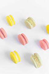 French macaroons on white background