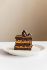 Slice of snickers cake