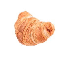 French croissant closeup isolated on white background.