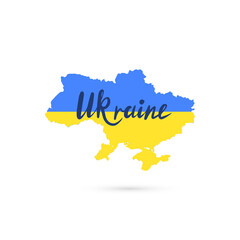 Vector yellow-blue map of Ukraine.