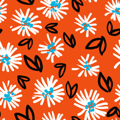 Universal bright seamless flower pattern. Colorful texture for print and interior decor