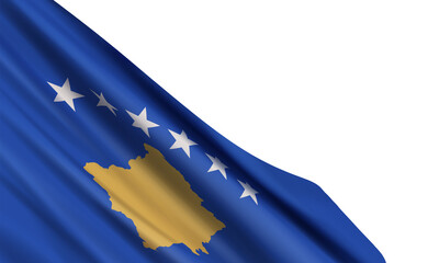 The realistic flag of Kosovo isolated on a white background. Vector element for Independence Day, and Constitution Day.