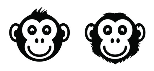 Monkeypox or monkey pox viral disease pictogram or logo. Virus outbreak pandemic. Disease spread, symptoms or precautions icon. Monky or ape head or face logo. Cartoon happy monkys icon or pictogram