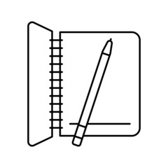 notebook for writing tasks line icon vector illustration