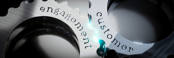Customer engagement - gears concept - 3D illustration