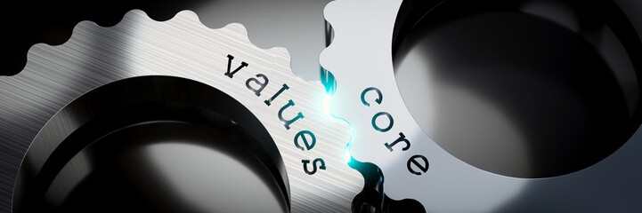 Core values - gears concept - 3D illustration - obrazy, fototapety, plakaty