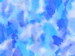 blue watercolor paper background, abstract wet impressionist paint pattern, graphic design